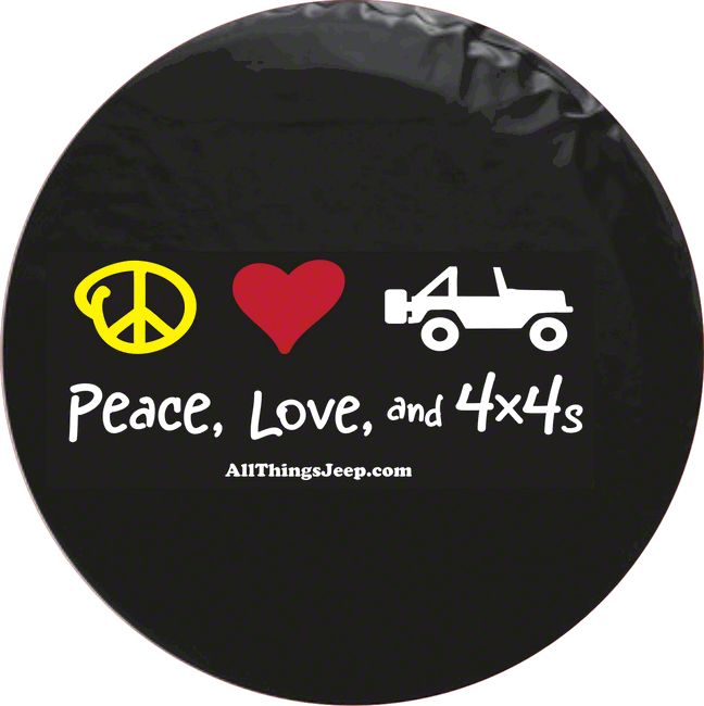 Peace, Love and 4x4s Spare Tire Cover with Camera Port (18-23 Jeep Wrangler JL)