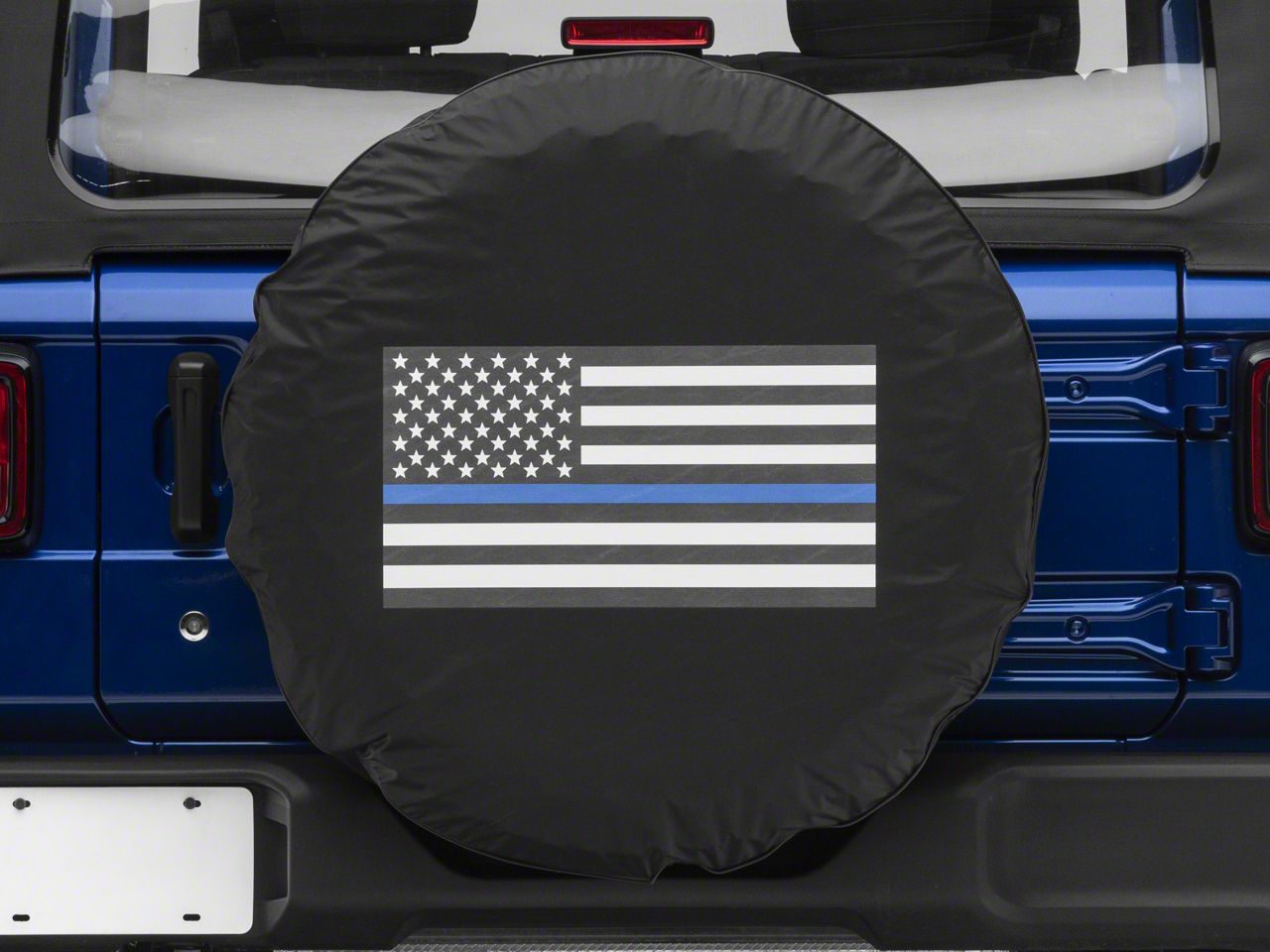 Thin Blue Line American Flag Spare Tire Cover (66-18 Jeep CJ5, CJ7, Wrangler YJ, TJ & JK)