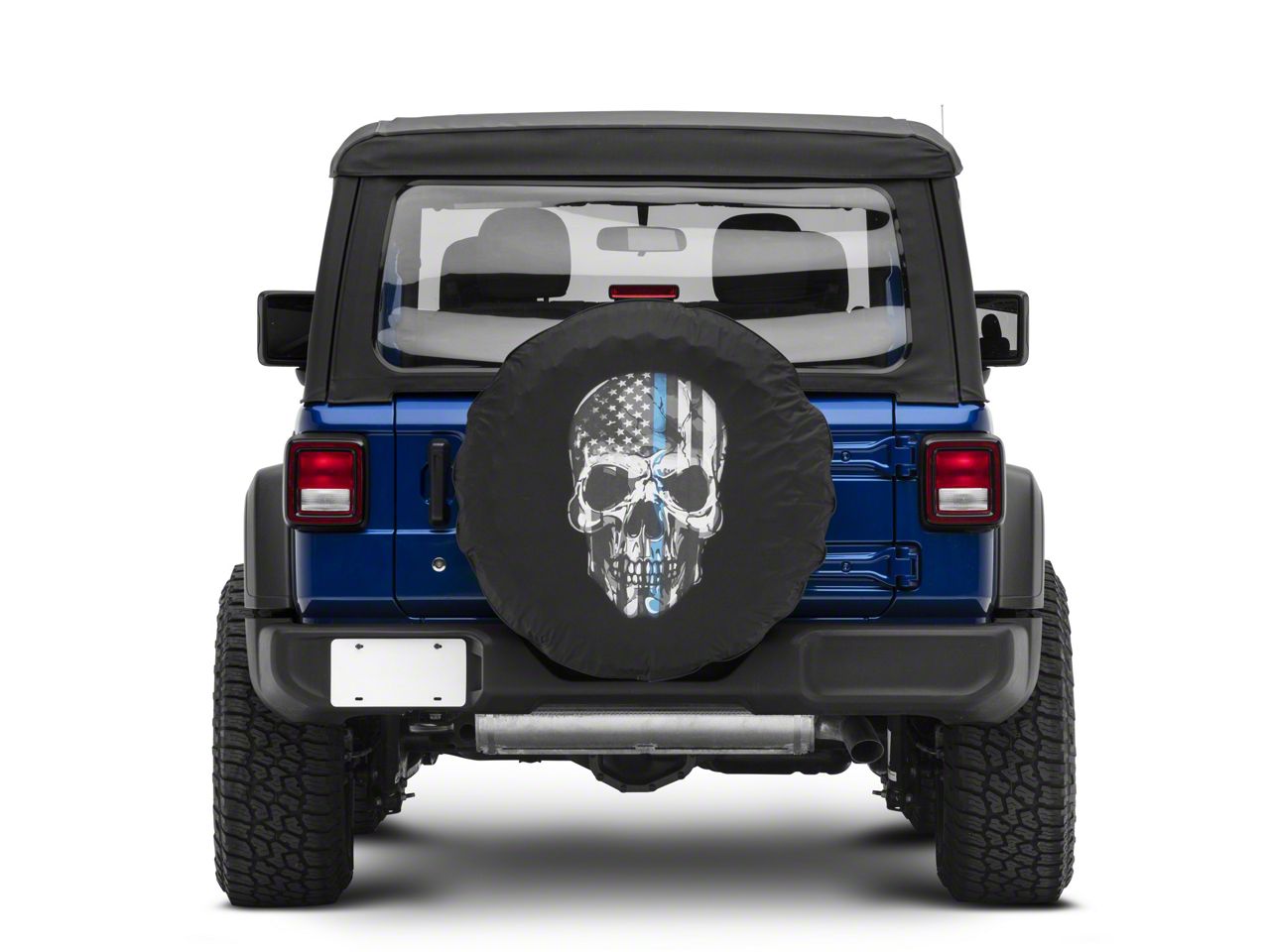 Jeep Wrangler Police Thin Blue Line Skull Spare Tire Cover (66-18 Jeep CJ5,  CJ7, Wrangler YJ, TJ & JK)