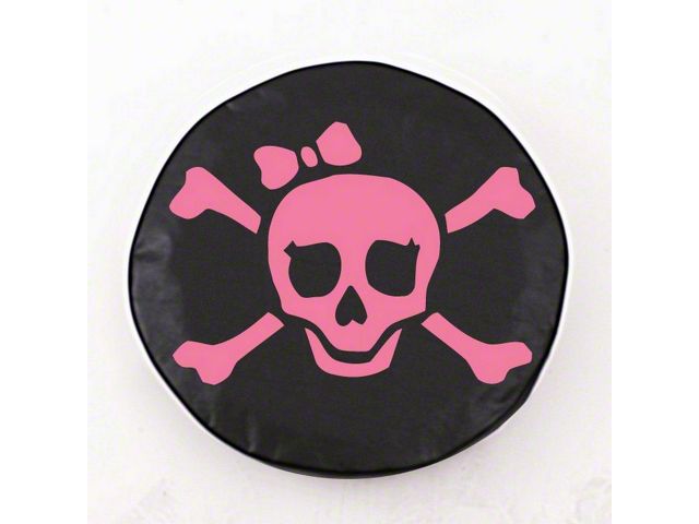 Pink Pirate Girl Logo Spare Tire Cover with Camera Port; Black (21-24 Bronco)