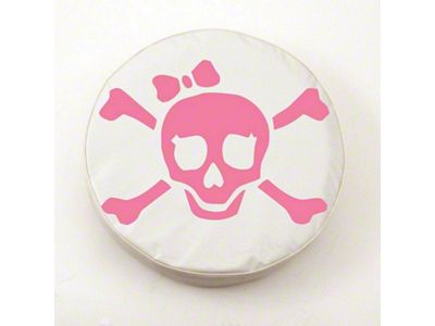 Pink Pirate Girl Logo Spare Tire Cover; White (66-18 Jeep CJ5, CJ7, Wrangler YJ, TJ & JK)