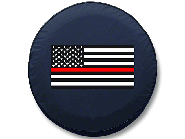 Thin Red Line American Flag Spare Tire Cover with Camera Port (18-22 Jeep Wrangler JL)