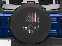 Firefighters Thin Red Line Skull Spare Tire Cover with Camera Port (18-22 Jeep Wrangler JL)