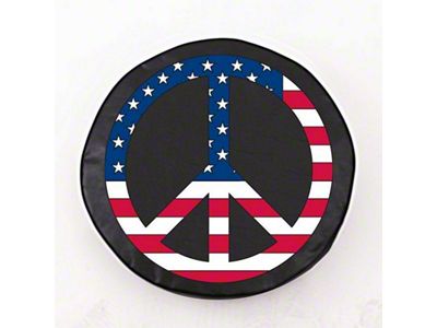 USA Peace Style 1 Spare Tire Cover; Black (66-18 Jeep CJ5, CJ7, Wrangler YJ, TJ & JK)