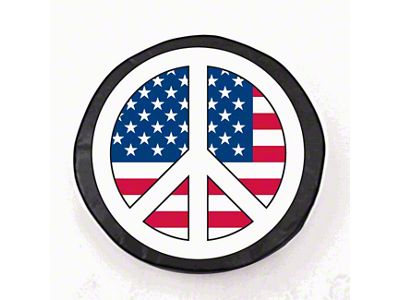 USA Peace Style 2 Spare Tire Cover; Black (66-18 Jeep CJ5, CJ7, Wrangler YJ, TJ & JK)