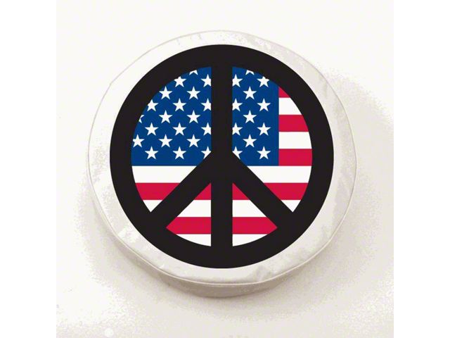 USA Peace Style 2 Spare Tire Cover; White (66-18 Jeep CJ5, CJ7, Wrangler YJ, TJ & JK)