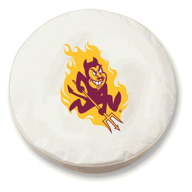 Arizona State Spare Tire Cover with Camera Port; White (18-23 Jeep Wrangler JL)