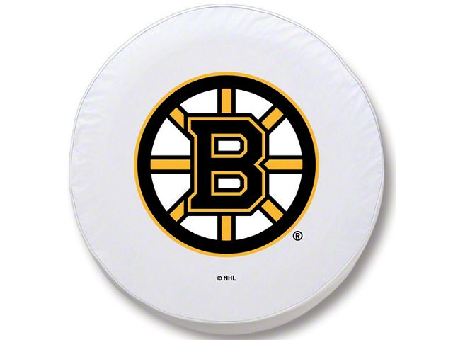 Boston Bruins Spare Tire Cover; White (66-18 Jeep CJ5, CJ7, Wrangler YJ, TJ & JK)