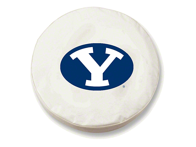 Brigham Young Spare Tire Cover with Camera Port; White (18-23 Jeep Wrangler JL)