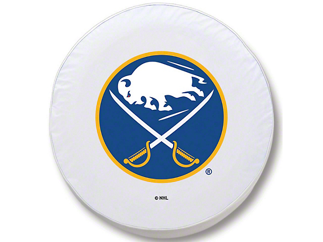 Buffalo Sabres Spare Tire Cover with Camera Port; White (18-23 Jeep Wrangler JL)