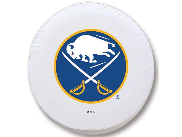 Buffalo Sabres Spare Tire Cover with Camera Port; White (18-24 Jeep Wrangler JL)