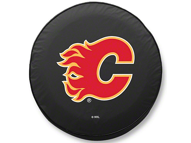 Calgary Flames Spare Tire Cover with Camera Port; Black (21-23 Bronco)