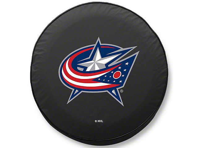 Columbus Blue Jackets Spare Tire Cover with Camera Port; Black (18-23 Jeep Wrangler JL)