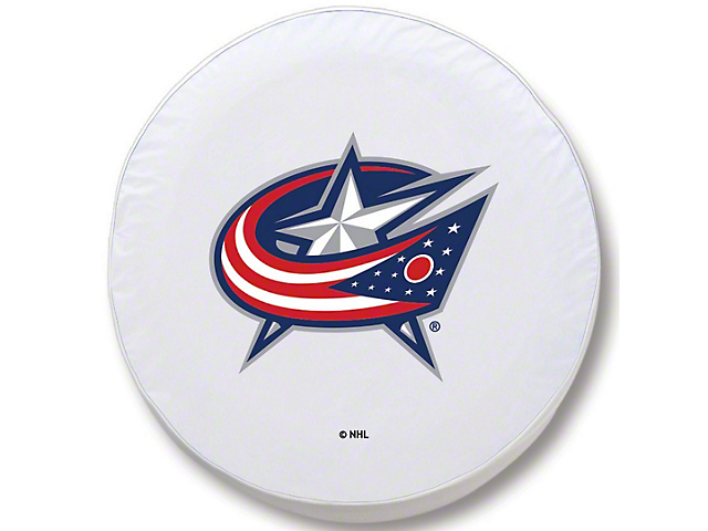 Columbus Blue Jackets Spare Tire Cover with Camera Port; White (18-23 Jeep Wrangler JL)