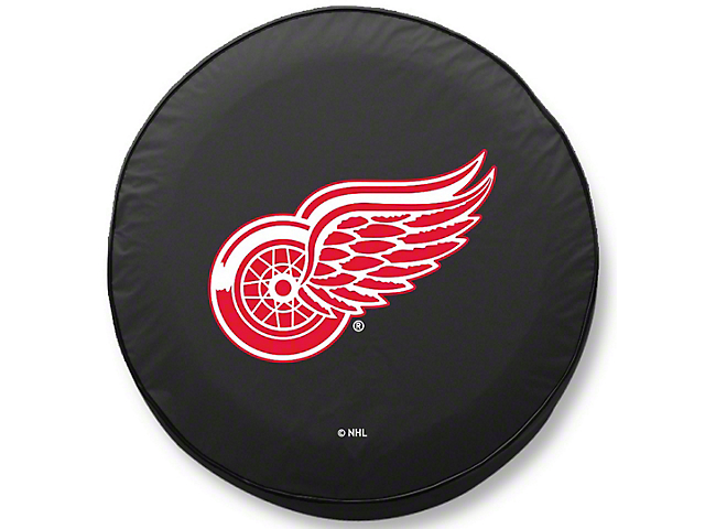 Detroit Red Wings Spare Tire Cover with Camera Port; Black (18-23 Jeep Wrangler JL)