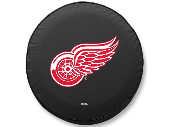 Detroit Red Wings Spare Tire Cover with Camera Port; Black (18-24 Jeep Wrangler JL)