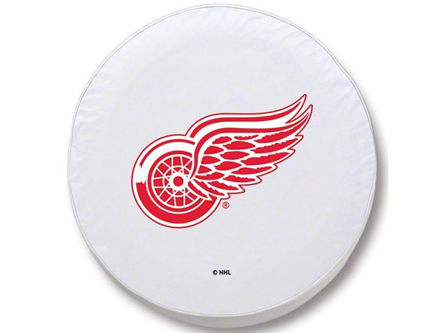 Detroit Red Wings Spare Tire Cover with Camera Port; White (18-24 Jeep Wrangler JL)