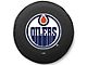 Edmonton Oilers Spare Tire Cover with Camera Port; Black (18-24 Jeep Wrangler JL)