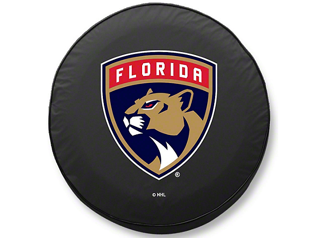 Florida Panthers Spare Tire Cover with Camera Port; Black (18-23 Jeep Wrangler JL)
