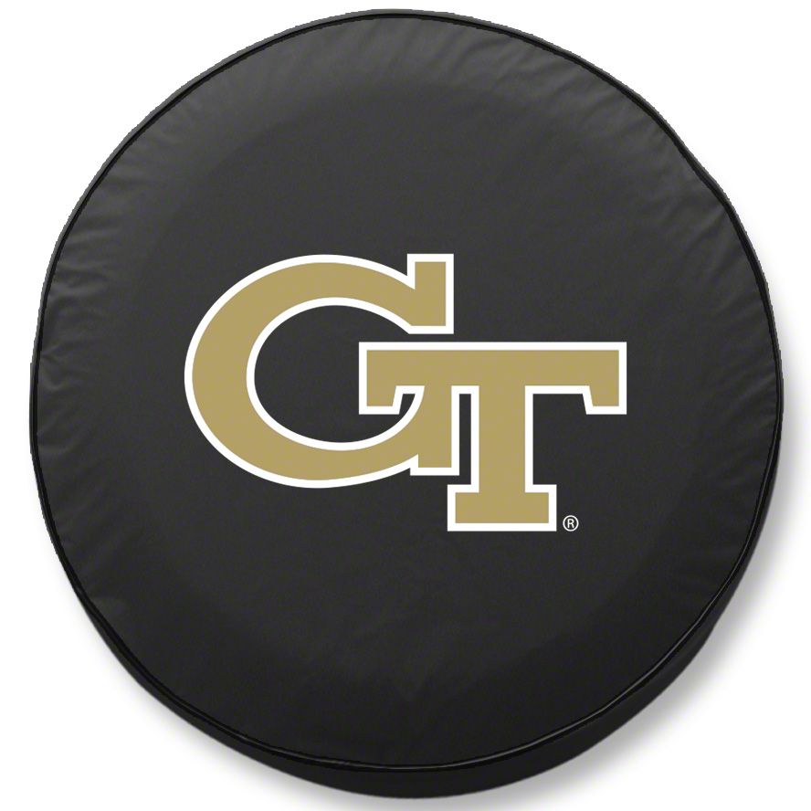 Georgia Tech University Spare Tire Cover with Camera Port; Black (18-23 Jeep Wrangler JL)