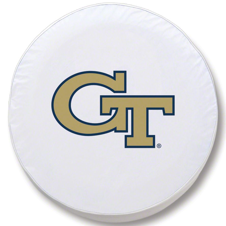 Georgia Tech University Spare Tire Cover with Camera Port; White (18-23 Jeep Wrangler JL)