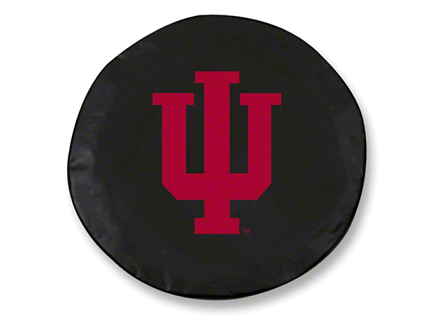 Indiana University Spare Tire Cover with Camera Port; Black (18-23 Jeep Wrangler JL)