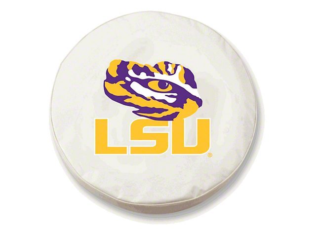 Louisiana State University Spare Tire Cover with Camera Port; White (18-23 Jeep Wrangler JL)