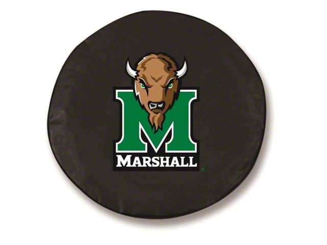 Marshall University Spare Tire Cover with Camera Port; Black (21-24 Bronco)