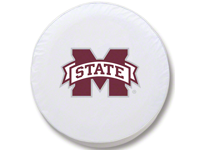 Mississippi State University Spare Tire Cover with Camera Port; White (18-23 Jeep Wrangler JL)