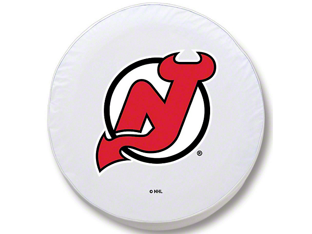 New Jersey Devils Spare Tire Cover with Camera Port; White (21-23 Bronco)