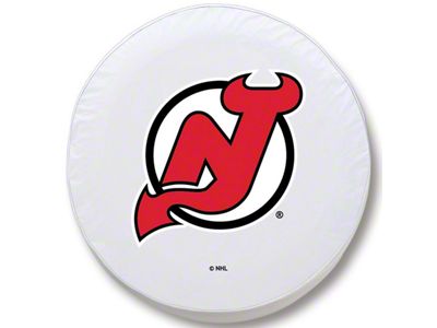 New Jersey Devils Spare Tire Cover with Camera Port; White (18-24 Jeep Wrangler JL)
