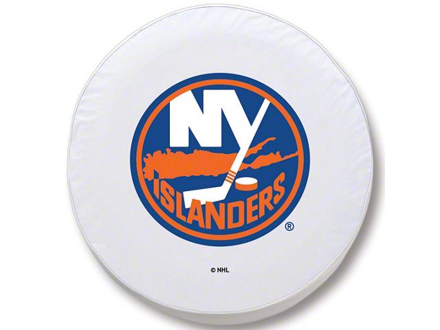 New York Islanders Spare Tire Cover; White (66-18 Jeep CJ5, CJ7, Wrangler YJ, TJ & JK)