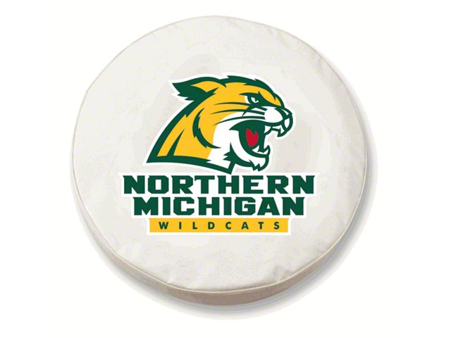 Northern Michigan University Spare Tire Cover; White (66-18 Jeep CJ5, CJ7, Wrangler YJ, TJ & JK)