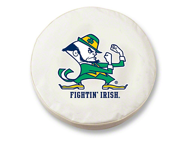 Fighting Irish Notre Dame Spare Tire Cover with Camera Port; White (18-23 Jeep Wrangler JL)