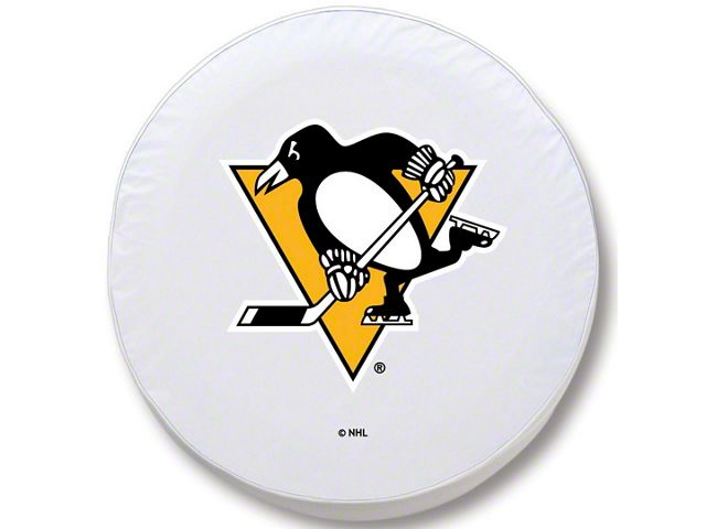 Pittsburgh Penguins Spare Tire Cover with Camera Port; White (21-24 Bronco)