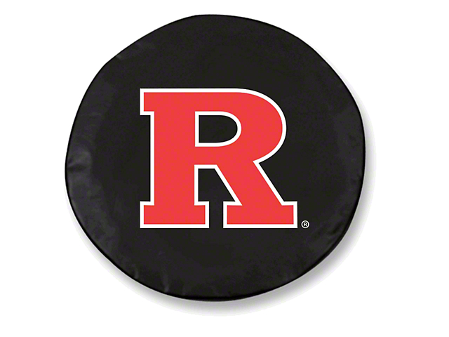 Rutgers University Spare Tire Cover with Camera Port; Black (18-23 Jeep Wrangler JL)