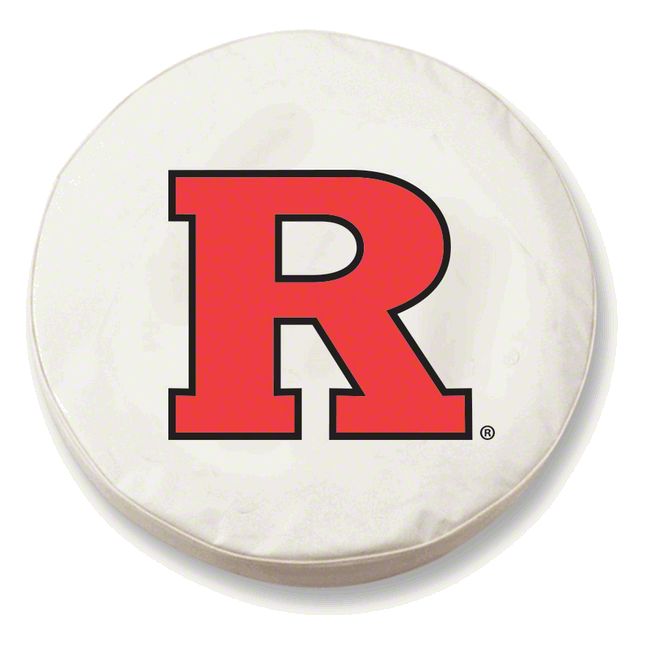 Rutgers University Spare Tire Cover with Camera Port; White (18-23 Jeep Wrangler JL)