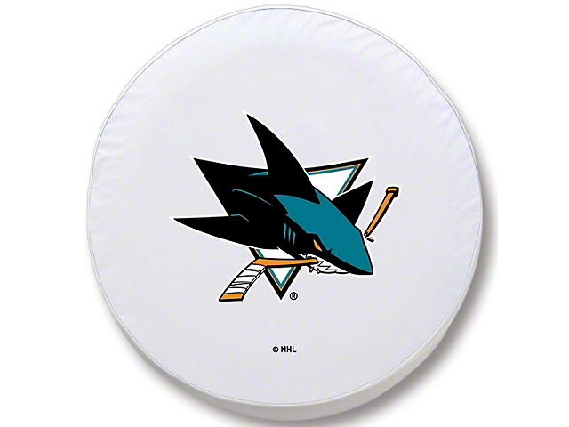 San Jose Sharks Spare Tire Cover with Camera Port; White (18-23 Jeep Wrangler JL)