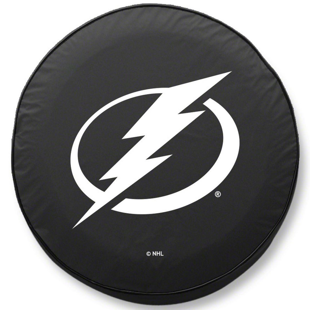 Tampa Bay Lightning Spare Tire Cover with Camera Port; Black (18-23 Jeep Wrangler JL)