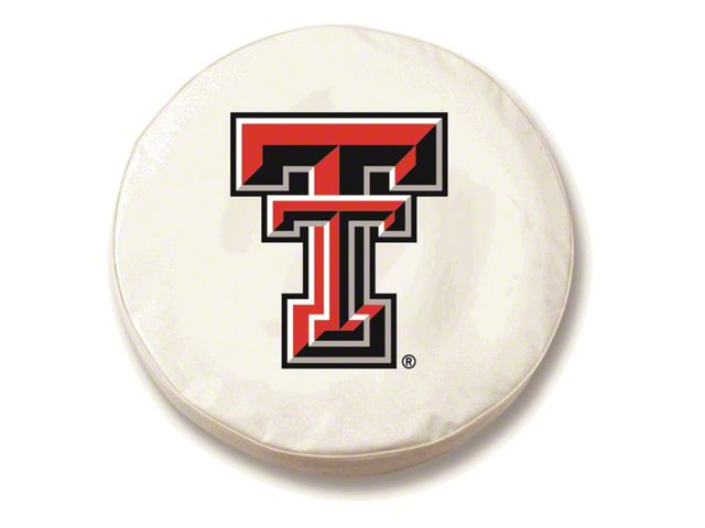 Texas Tech University Spare Tire Cover; White (66-18 Jeep CJ5, CJ7, Wrangler YJ, TJ & JK)