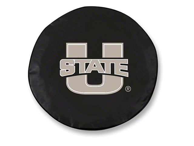 Utah State University Spare Tire Cover with Camera Port; Black (18-23 Jeep Wrangler JL)