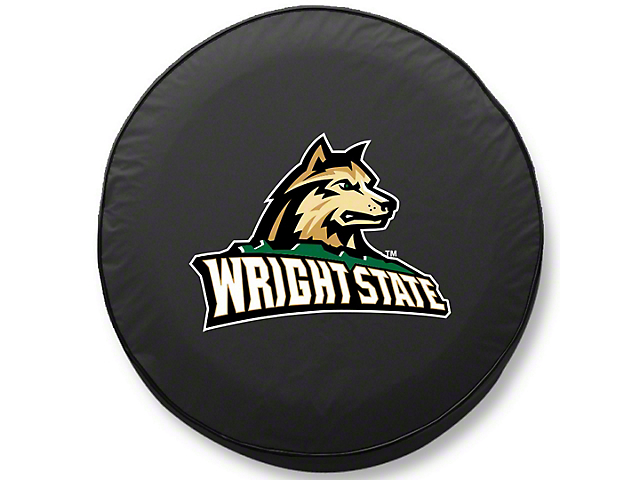 Wright State University Spare Tire Cover with Camera Port; Black (18-23 Jeep Wrangler JL)