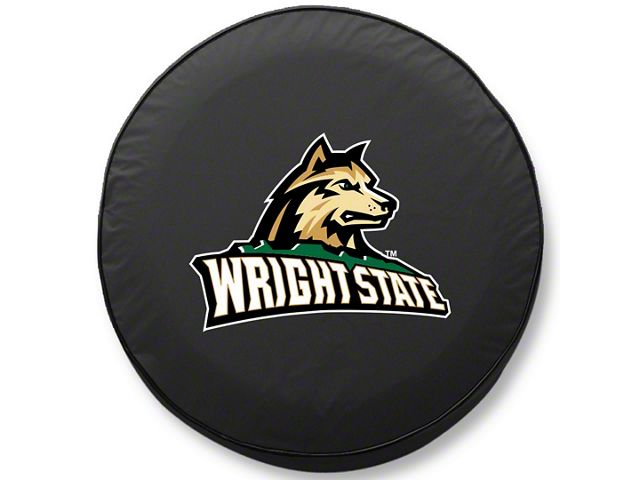 Wright State University Spare Tire Cover with Camera Port; Black (18-24 Jeep Wrangler JL)