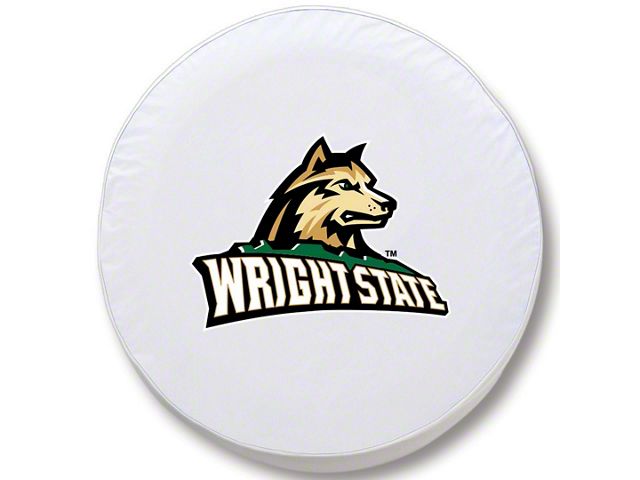 Wright State University Spare Tire Cover; White (66-18 Jeep CJ5, CJ7, Wrangler YJ, TJ & JK)