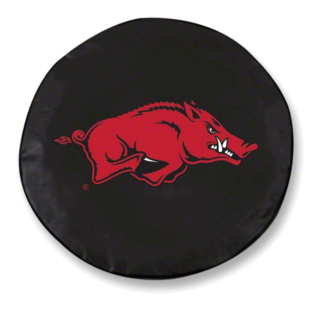 University of Arkansas Spare Tire Cover with Camera Port; Black (18-23 Jeep Wrangler JL)