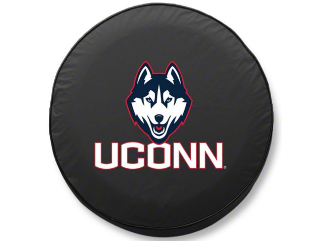 University of Connecticut Spare Tire Cover with Camera Port; Black (18-24 Jeep Wrangler JL)