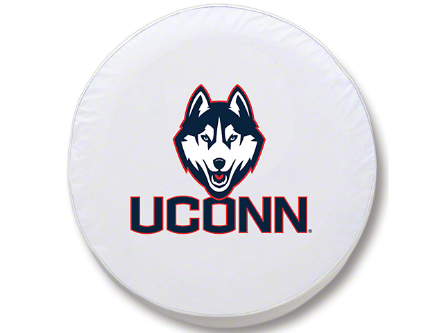 University of Connecticut Spare Tire Cover with Camera Port; White (18-23 Jeep Wrangler JL)