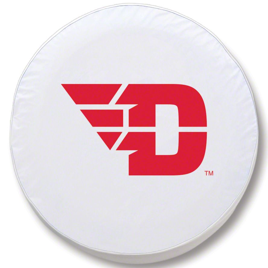 University of Dayton Spare Tire Cover with Camera Port; White (18-23 Jeep Wrangler JL)