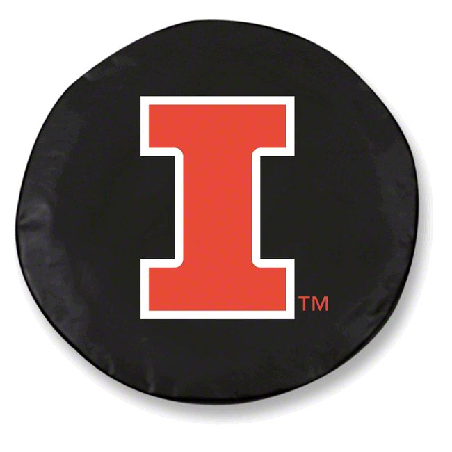University of Illinois Spare Tire Cover with Camera Port; Black (18-23 Jeep Wrangler JL)