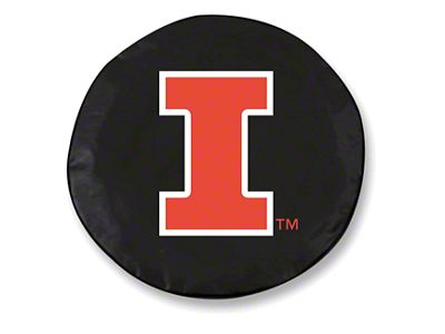 University of Illinois Spare Tire Cover with Camera Port; Black (18-24 Jeep Wrangler JL)
